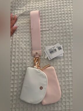 lululemon athletica Pink and White Key & Card Holder Wristlet